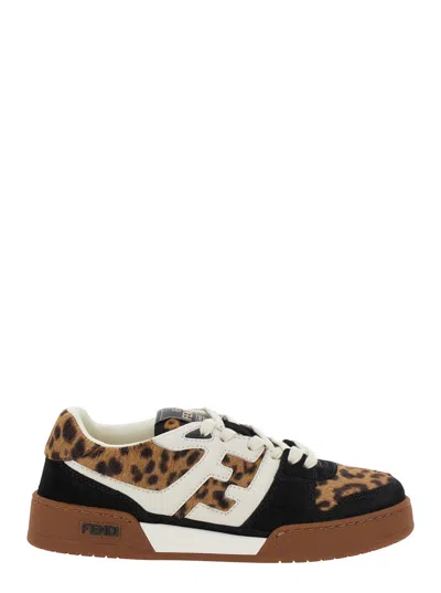 Fendi Low-top Platform In Multicolor Cavallino Calfskin And Suede In Animal Print