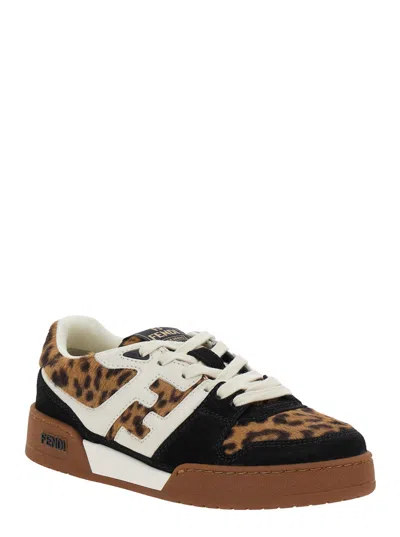 Fendi Low-top Platform In Multicolor Cavallino Calfskin And Suede In Animal Print