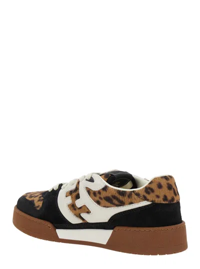 Fendi Low-top Platform In Multicolor Cavallino Calfskin And Suede In Animal Print