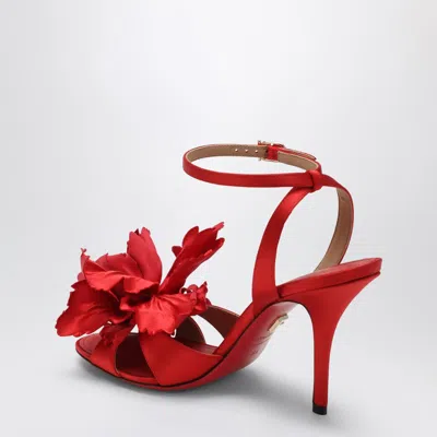 Ferragamo 90mm Flower-embellished High-heel Sandals In Red