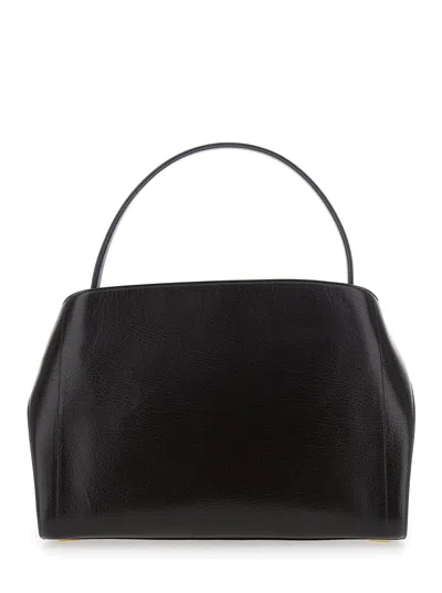 Ferragamo Hug Black Shoulder Bag With Logo Print On The Front In Leather Woman In Multi