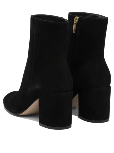 Gianvito Rossi Block Heel Ankle Boots With Suede Finish In Black