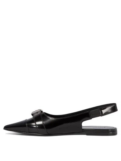Givenchy Women Voyou Leather Slingback Flats In Black