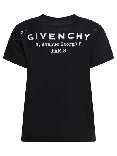 Givenchy Black Crewneck T-shirt With Logo Lettering On Front And Rear In Cotton Woman In Black