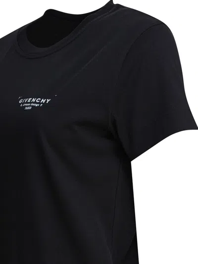 Givenchy Black Crewneck T-shirt With Logo Lettering On Front And Rear In Cotton Woman In Black