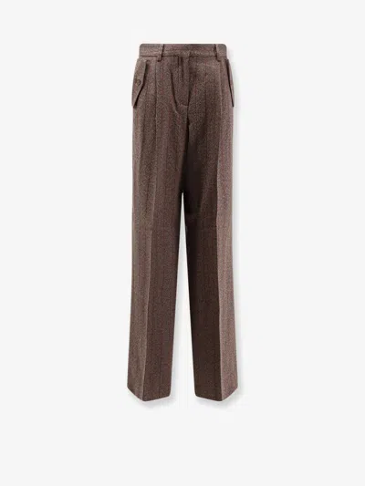 Golden Goose Journey Women's Wide Leg Trousers Naomi Pinstripe In Brown