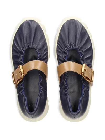 4ccccees Buckle-strap Gathered Ballet Flats In Blue