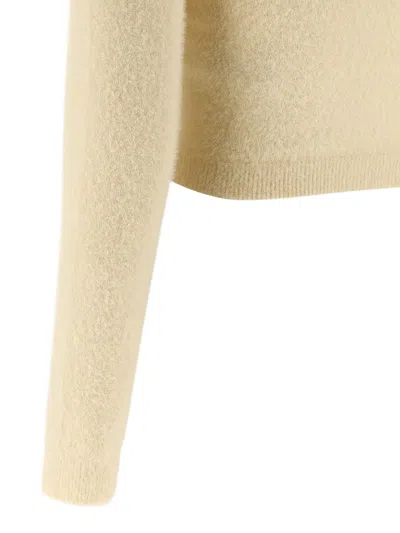 Elisabetta Franchi Brushed Insert Turtleneck Sweater Sweaters And Cardigans White In Neutral