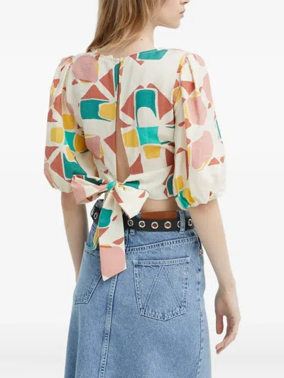 Ba&sh Aymar Abstract-print Crop Top In Multi