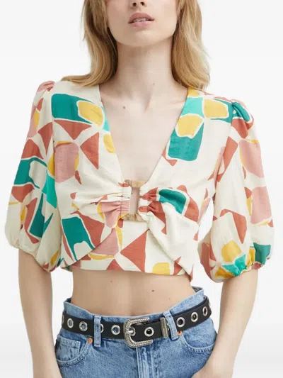 Ba&sh Aymar Abstract-print Crop Top In Multi
