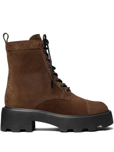 Tory Burch Ankle Boots With Round Toe And Chunky Sole In Brown