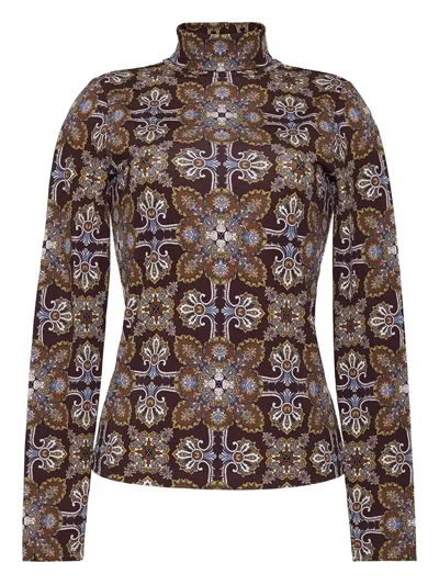 Cara Cara Printed Mock-neck Top In Brown