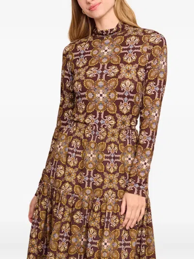 Cara Cara Printed Mock-neck Top In Brown