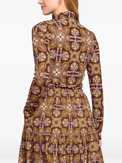 Cara Cara Printed Mock-neck Top In Brown