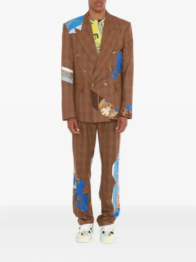 Ahluwalia Grandad Check-pattern Trousers In Brown