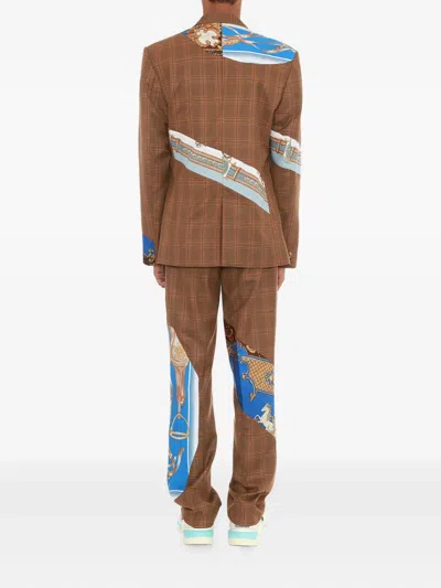Ahluwalia Grandad Check-pattern Trousers In Brown