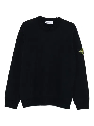 Stone Island Sweatshirt With Compass Application In Black