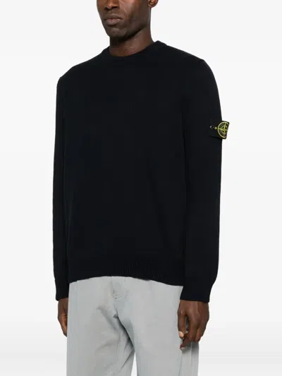 Stone Island Sweatshirt With Compass Application In Black