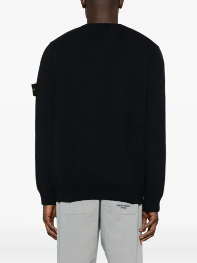 Stone Island Sweatshirt With Compass Application In Black