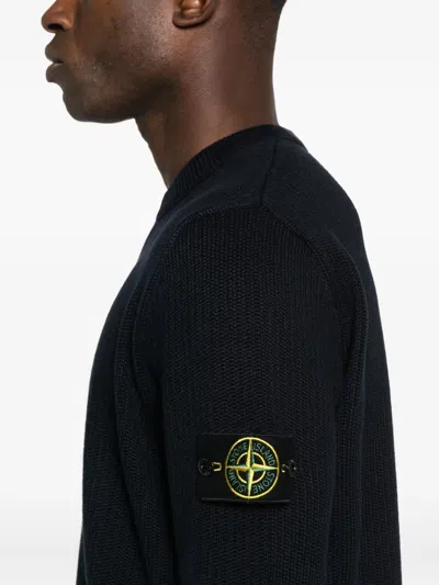 Stone Island Sweatshirt With Compass Application In Black
