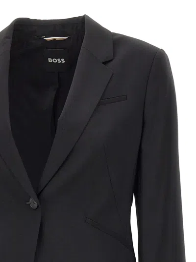 Hugo Boss Tailored Jacket Notched Lapels Front Pockets In Black