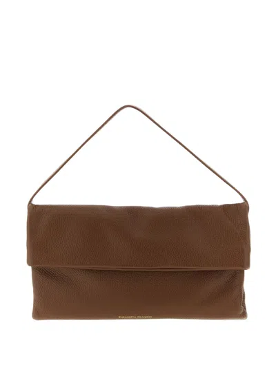 Elisabetta Franchi Signature Shoulder Bag Top Handle In Brown