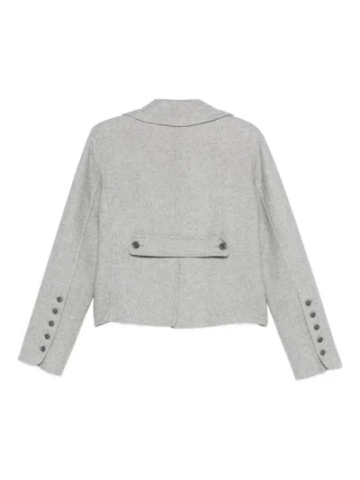 Ermanno Scervino Soft Wool-polyamide Blend Cropped Double-breasted Jacket In Gray