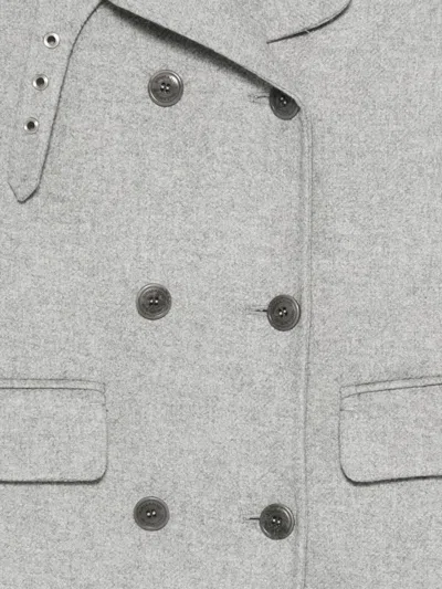 Ermanno Scervino Soft Wool-polyamide Blend Cropped Double-breasted Jacket In Gray