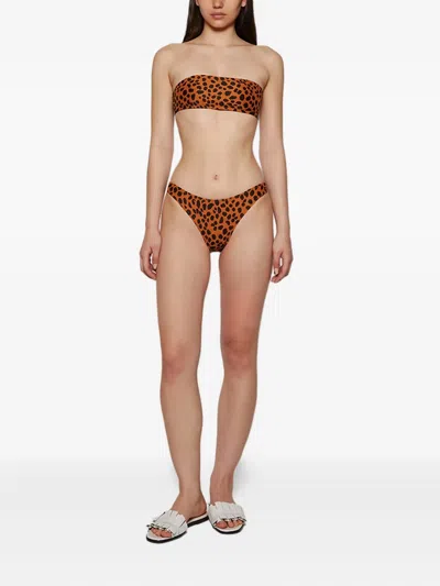 Tropic Of C Leopard-print Low Bikini Bottom In Orange