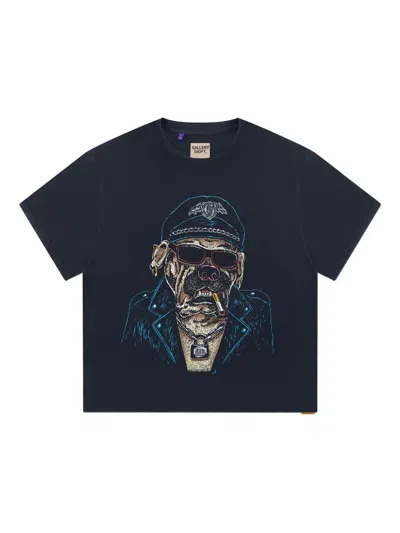 Gallery Dept. Biker Dog Glittered Printed Cotton-jersey T-shirt In Black