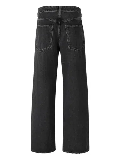 Agolde Vana Black Low-crotch Jeans With Book Closure In Denim Woman In Black