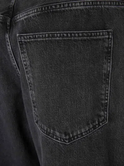 Agolde Vana Black Low-crotch Jeans With Book Closure In Denim Woman In Black