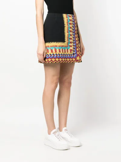 La Doublej Geometric-print Cotton-twill Miniskirt In Multi