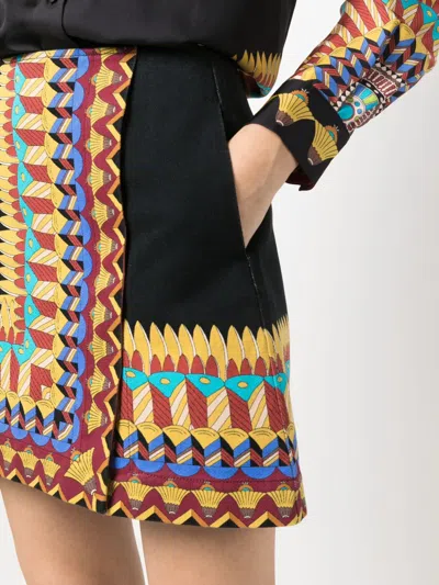 La Doublej Geometric-print Cotton-twill Miniskirt In Multi