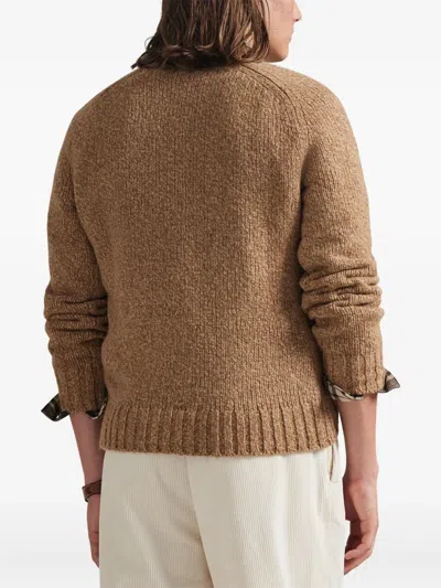 Polo Ralph Lauren Donegal Knit Crewneck Sweater With Textured Pattern In Brown