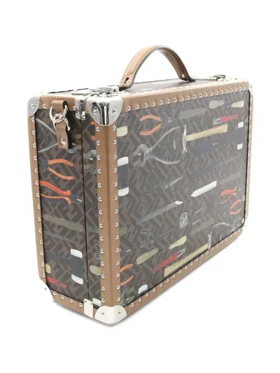 Pre-owned Fendi 10s Zucca Tool-print Tote Bag In Brown