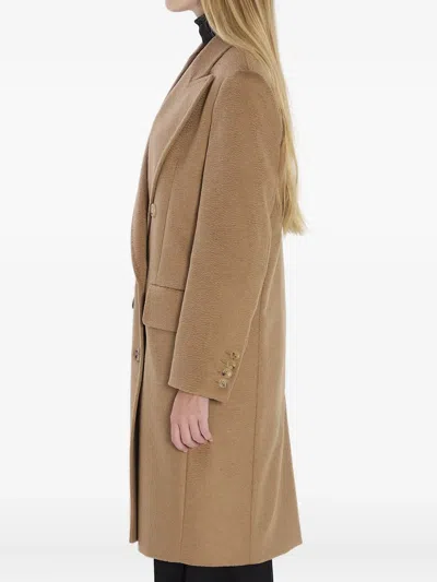 Max Mara Double-breasted Coat Featuring Pointed Lapels In Brown