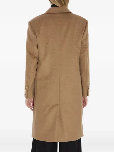 Max Mara Double-breasted Coat Featuring Pointed Lapels In Brown