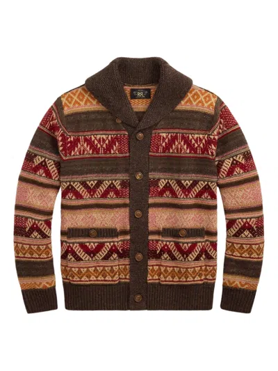 Rrl Shawl-collar Patterned Cardigan In Brown