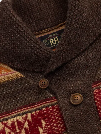 Rrl Shawl-collar Patterned Cardigan In Brown