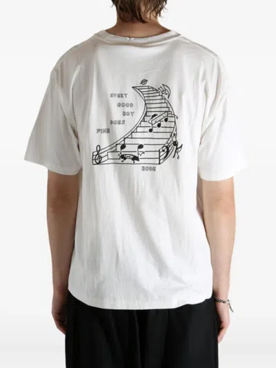 Bode Men White Cotton Oversize Composer T-shirt In White