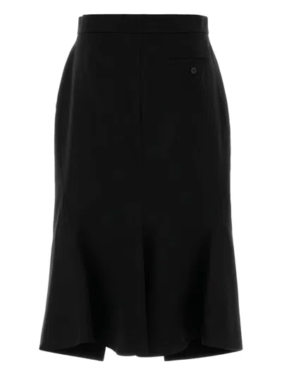 Alexander Mcqueen Tailored High-waisted Wool Midi Skirt In Black
