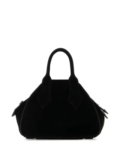 Vivienne Westwood Borsa A Mano Yasmine Media In Pelle Scamosciata Nera Donna In Black