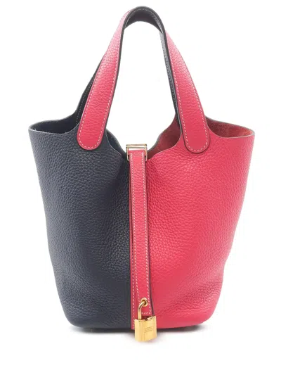 Pre-owned Hermes 2019 Bicolor Clemence Picotin Lock 18 Handbag In Pink