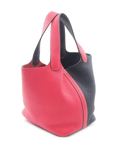 Pre-owned Hermes 2019 Bicolor Clemence Picotin Lock 18 Handbag In Pink