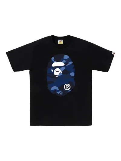 A Bathing Ape Camo-print Tee In Black