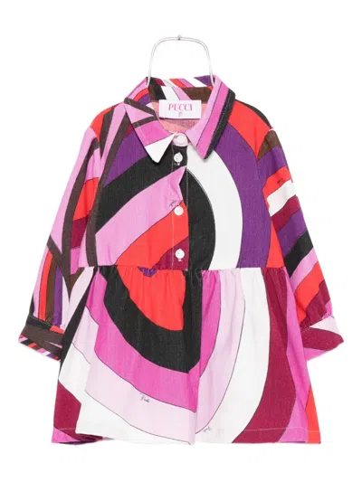 Pucci Junior Abstract-print Collared Dress In Multi