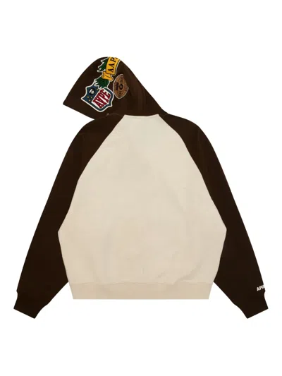 Aape By A Bathing Ape Varsity-patch Zip-up Hoodie In Neutral
