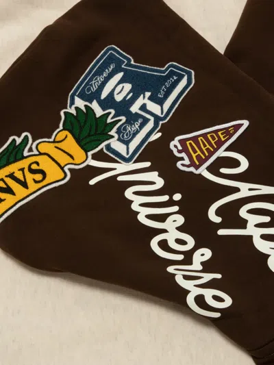 Aape By A Bathing Ape Varsity-patch Zip-up Hoodie In Neutral