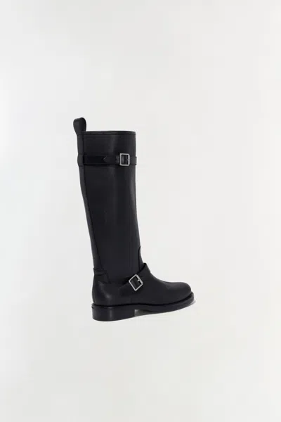 Simkhai Noah Buckled Full-grain Leather Knee Boots In Black